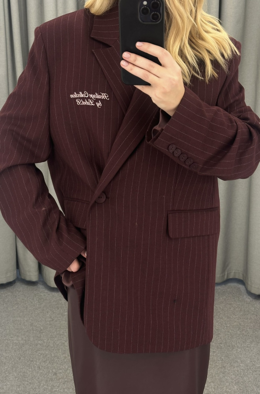 Пиджак объемный с принтом BURGUNDY