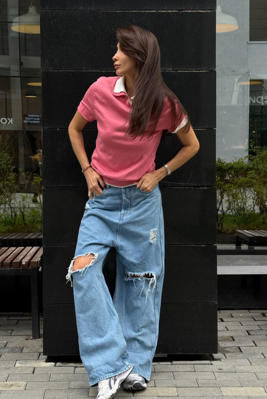 Джинсы на низкой посадке FLAW LIGHT BLUE