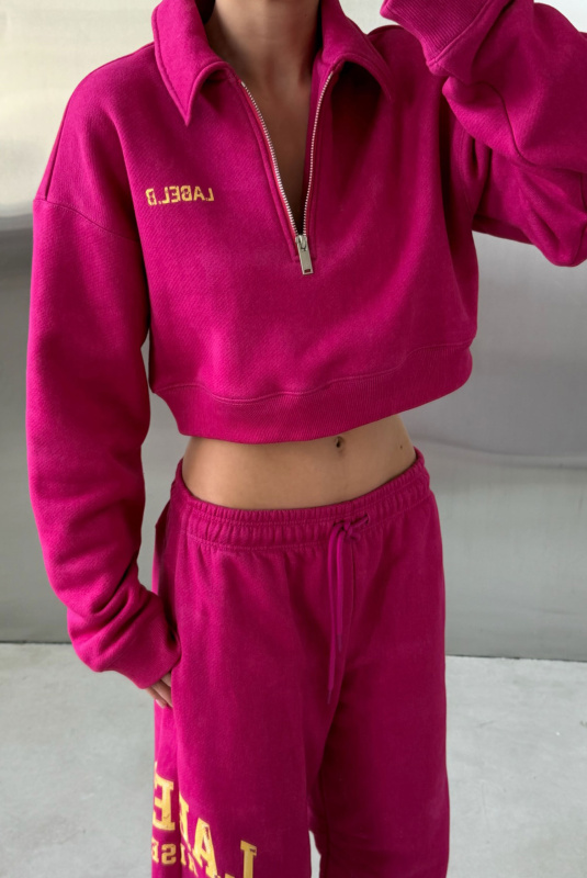 Свитшот поло укороченный (фуксия)