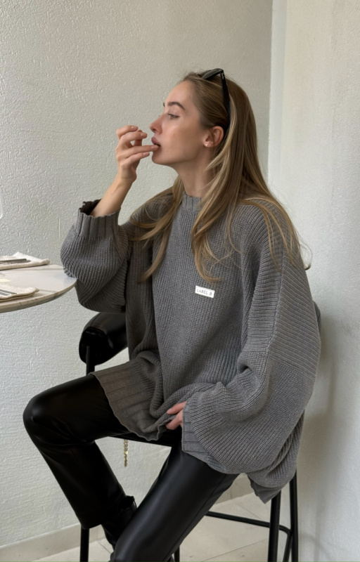 Джемпер обьемный вязаный GREY