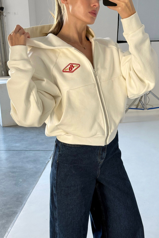 Худи на молнии укороченный WHITE