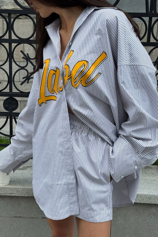 Рубашка с широкими манжетами в полоску GREY Рубашка с широкими манжетами в полоску GREY