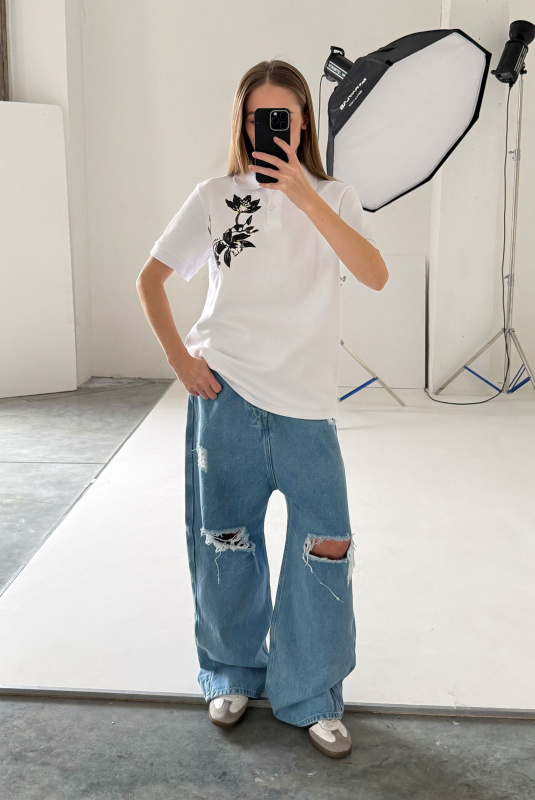 Футболка поло с принтом WHITE