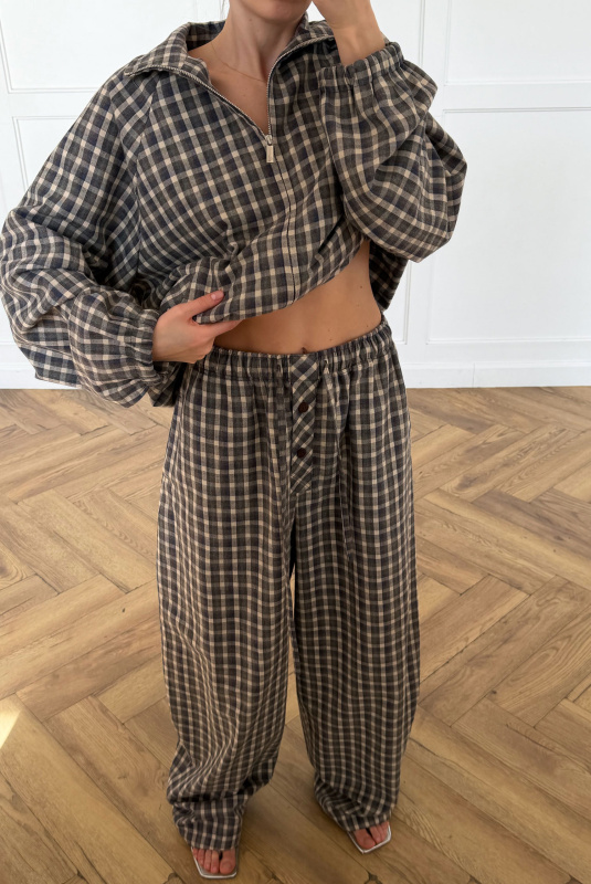 Олимпийка в клетку (сине-коричневая)