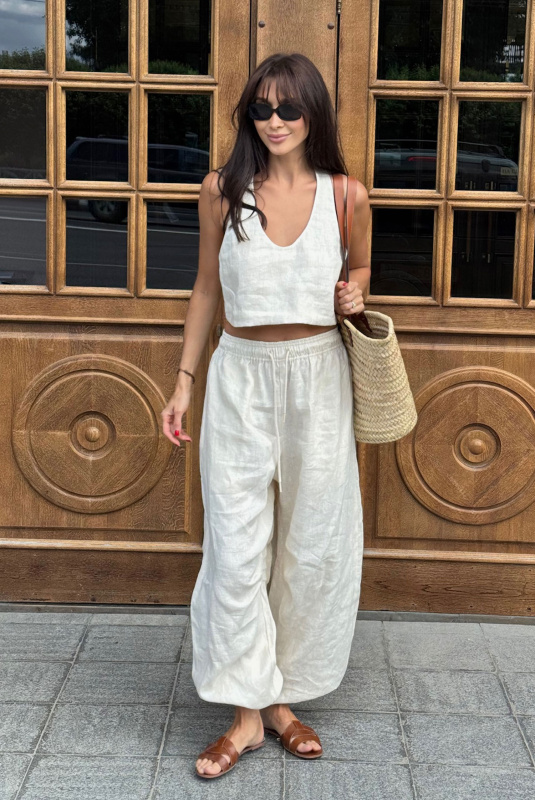 Майка укороченная изо льна BEIGE Майка укороченная изо льна BEIGE