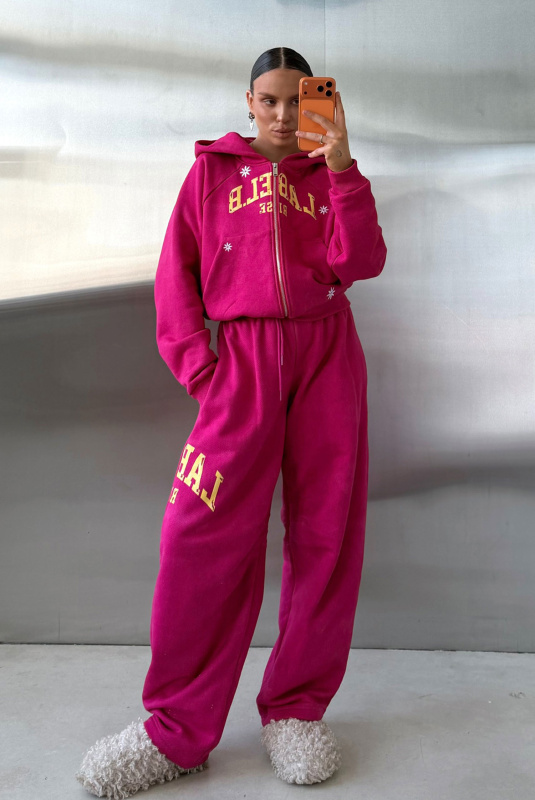 Худи на молнии укороченный (фуксия)