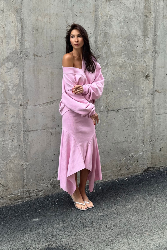 Юбка с клиньями из фактурного трикотажа LIGHT PINK Юбка с клиньями из фактурного трикотажа LIGHT PINK