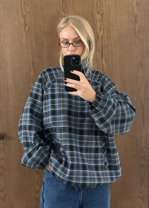 Олимпийка костюмная в клетку (синий)