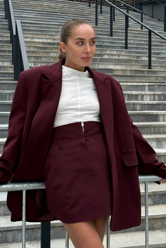 Юбка мини на высокой посадке BURGUNDY