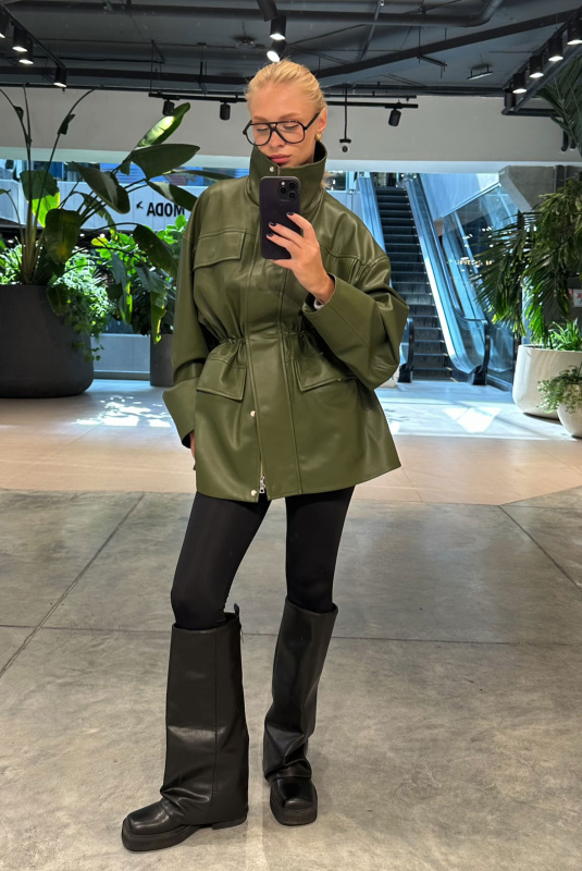 Парка из экокожи GREEN