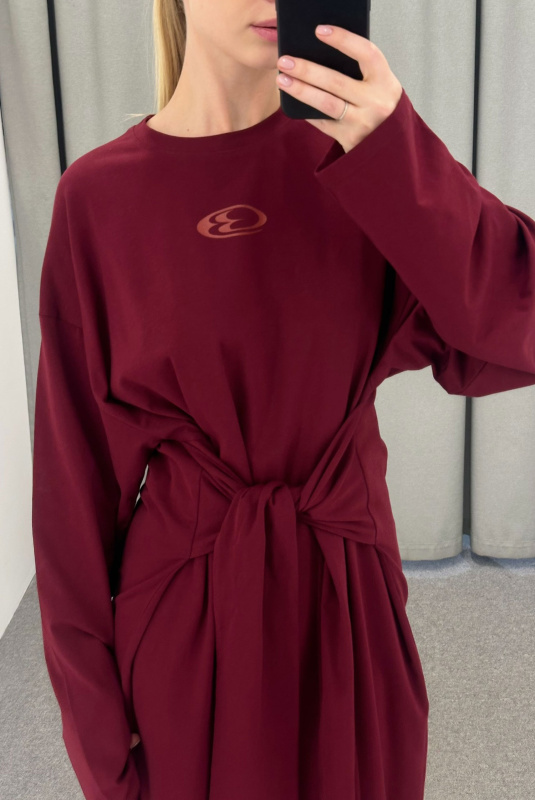 Платье объемное с принтом BURGUNDY