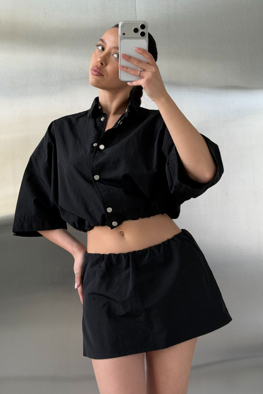 Юбка с шортами плащевая