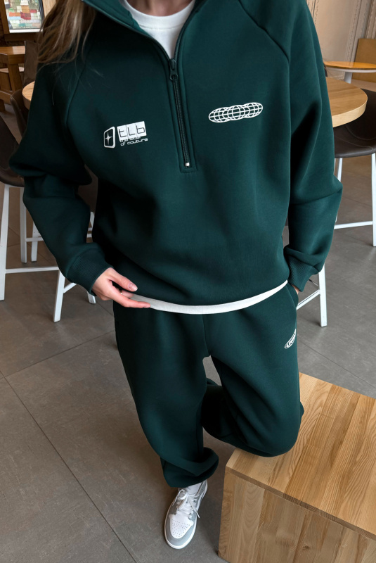 Свитшот на молнии Fleece DARK GREEN