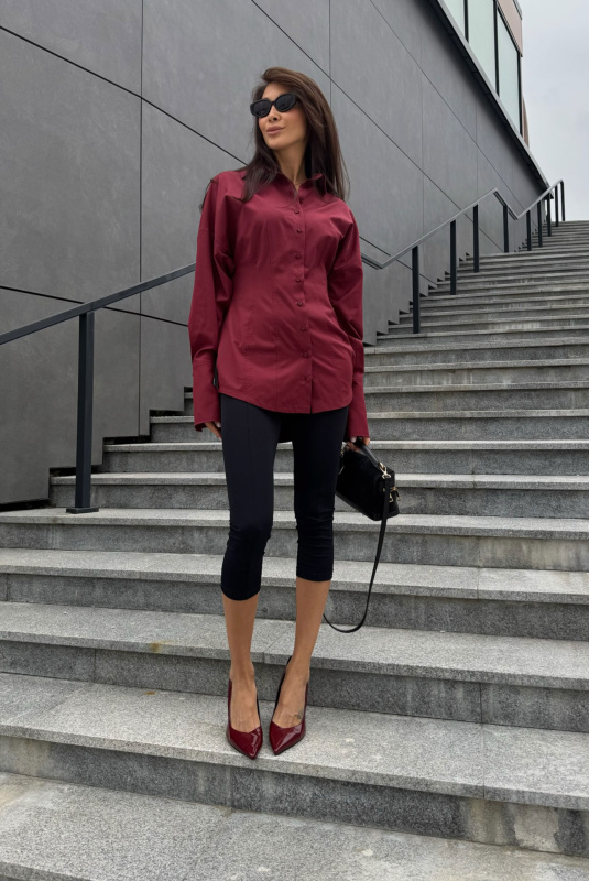 Рубашка приталенная BURGUNDY