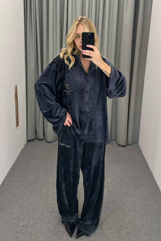 Лонгслив из велюра BROWN