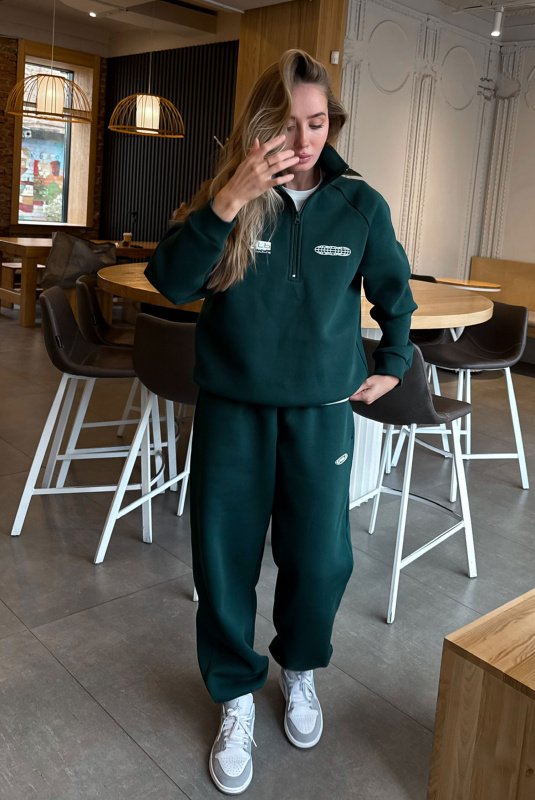 Свитшот на молнии Fleece DARK GREEN