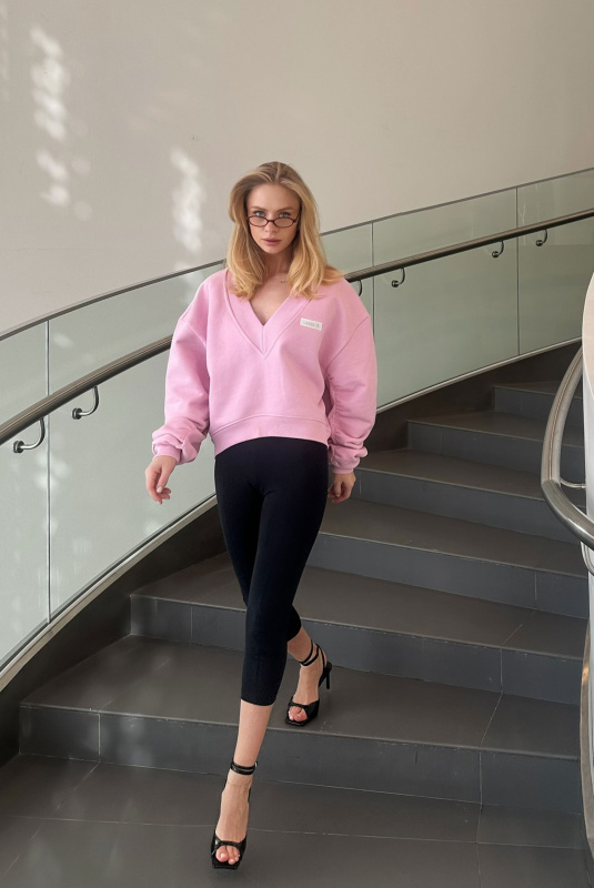 Свитшот с V вырезом LIGHT PINK Свитшот с V вырезом LIGHT PINK