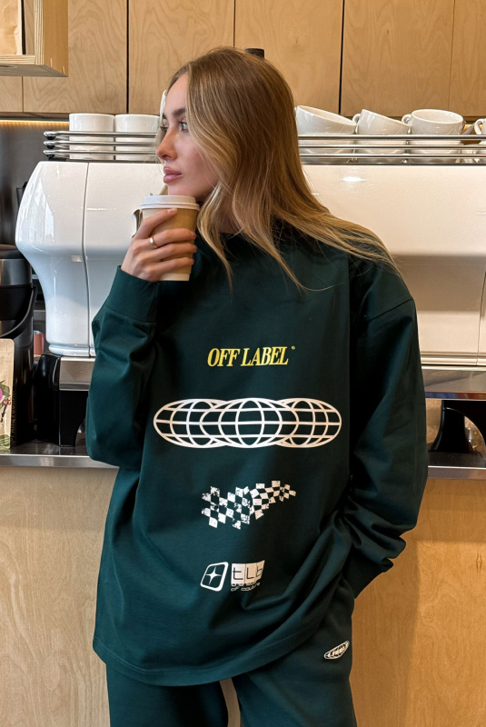 Лонгслив объемный RACING DARK GREEN Лонгслив объемный RACING DARK GREEN