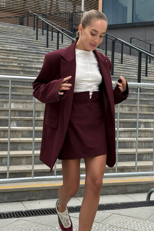Юбка мини на высокой посадке BURGUNDY