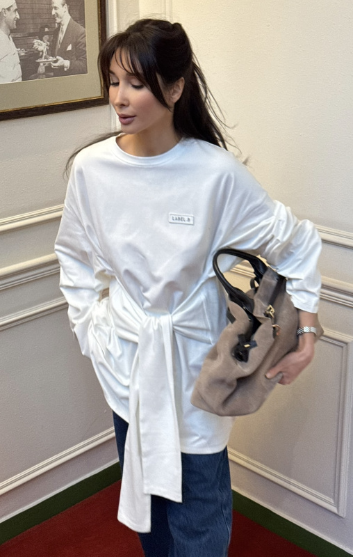 Лонгслив объемный с завязками WHITE