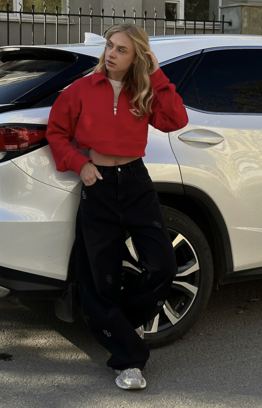 Свитшот поло укороченный RED