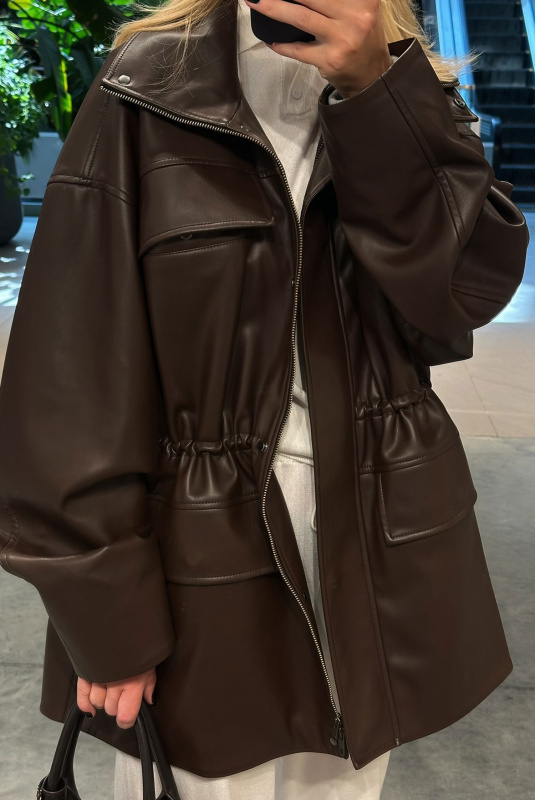 Парка из экокожи BROWN