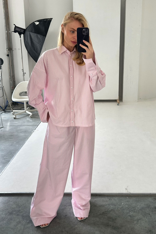 Брюки на узком поясе из хлопка LIGHT PINK Брюки на узком поясе из хлопка LIGHT PINK