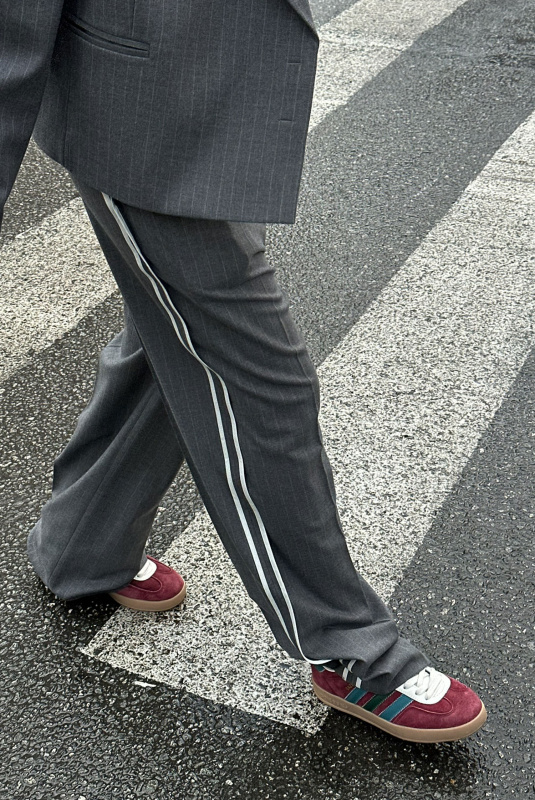 Брюки прямые с лампасами в полоску GREY