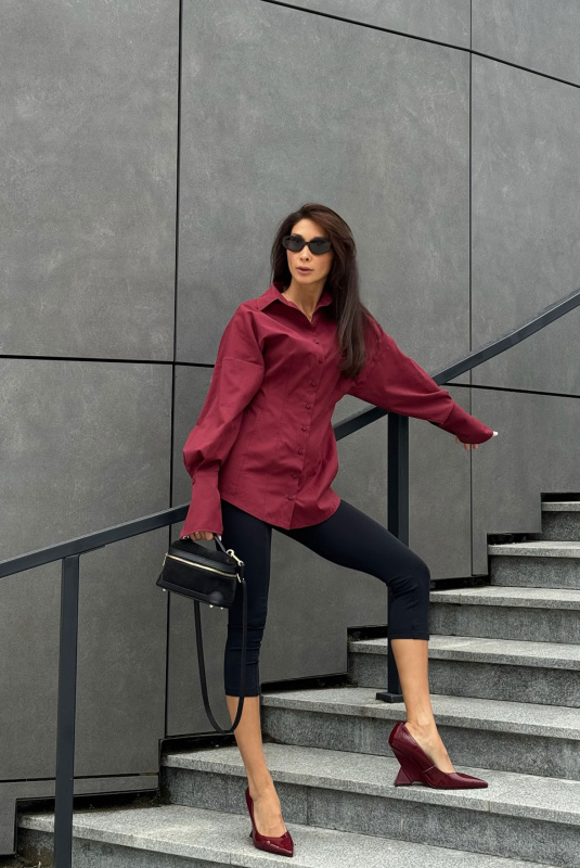 Рубашка приталенная BURGUNDY