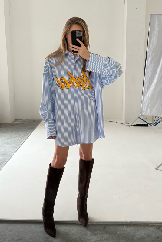 Рубашка с широкими манжетами в полоску LIGHT BLUE Рубашка с широкими манжетами в полоску LIGHT BLUE