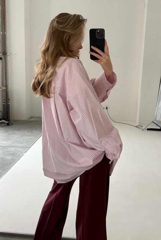 Рубашка с широкими манжетами в полоску LIGHT PINK Рубашка с широкими манжетами в полоску LIGHT PINK