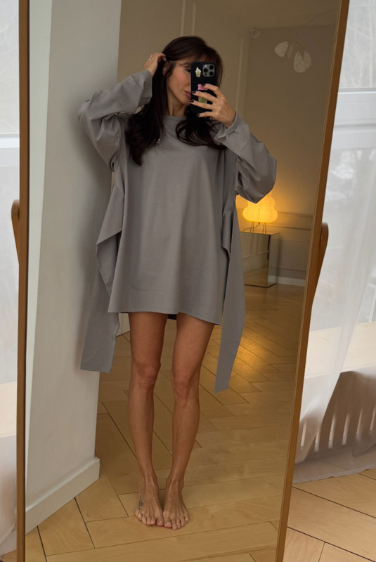 Лонгслив объемный с завязками LIGHT GREY Лонгслив объемный с завязками LIGHT GREY