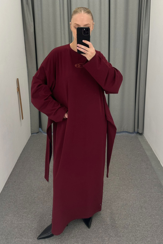 Платье объемное с принтом BURGUNDY