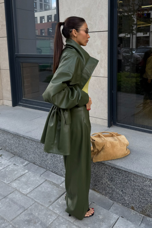 Брюки "бананы" из экокожи GREEN