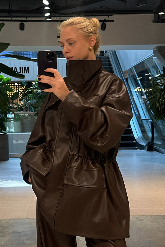 Парка из экокожи BROWN