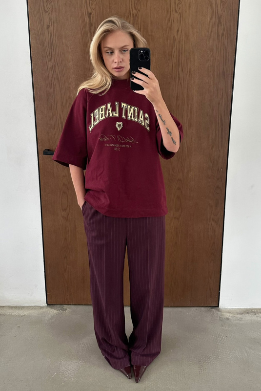 Футболка с рукавом реглан HRTG BURGUNDY