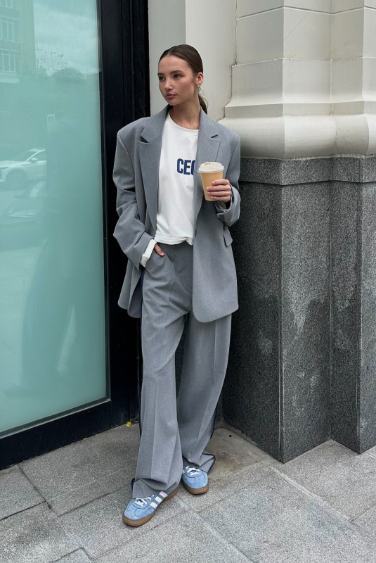 Брюки прямые с лампасами GREY