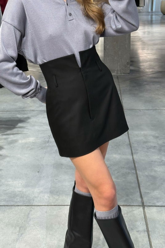 Юбка мини на высокой посадке BLACK