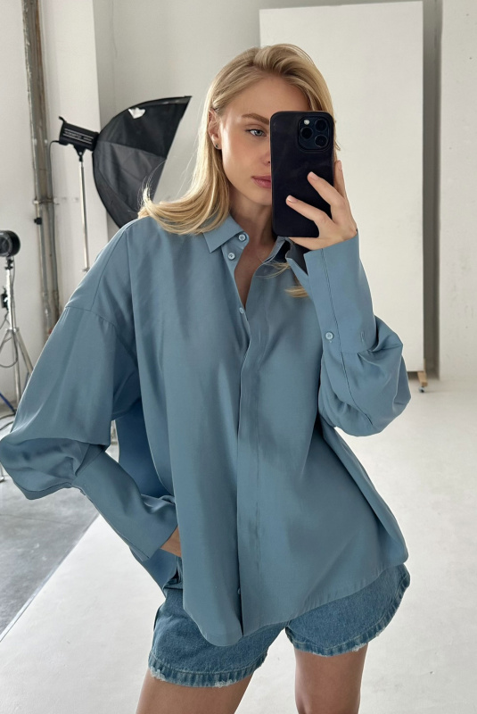 Рубашка объемная из тенсела LIGHT BLUE Рубашка объемная из тенсела LIGHT BLUE