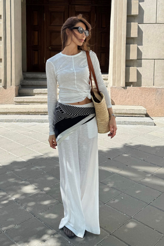 Брюки широкие из модала WHITE Брюки широкие из модала WHITE