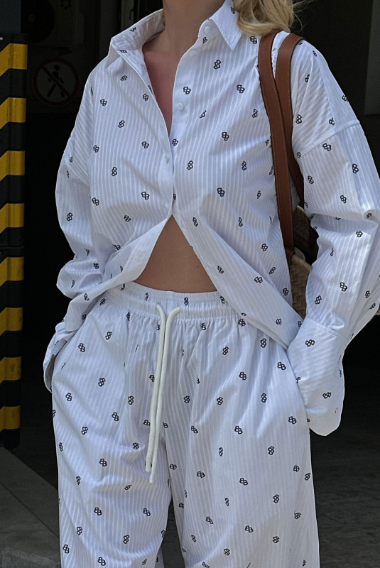 Брюки "Бананы" из хлопка с паттерном WHITE