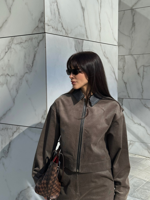 Бомбер из вельвета LIGHT BROWN