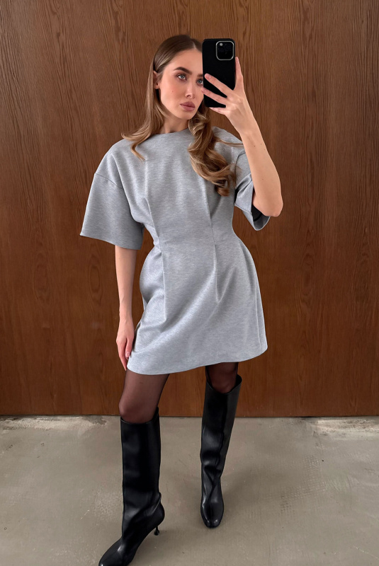 Платье с коротким рукавом GRAY MELANGE