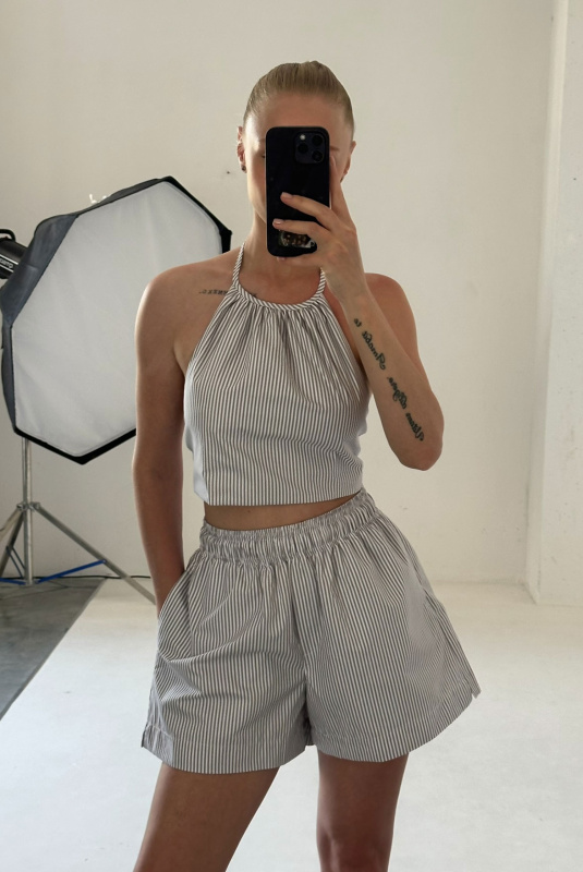 Топ на завязках из хлопка GREY Топ на завязках из хлопка GREY