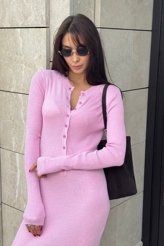 Платье на пуговицах вязаное PINK