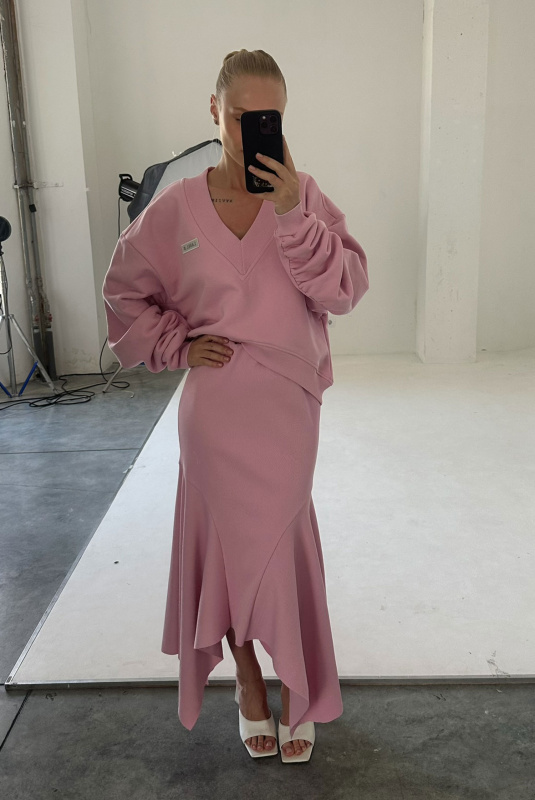 Юбка с клиньями из фактурного трикотажа LIGHT PINK Юбка с клиньями из фактурного трикотажа LIGHT PINK