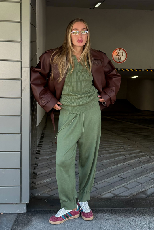 Брюки джоггеры вязаные LIGHT GREEN