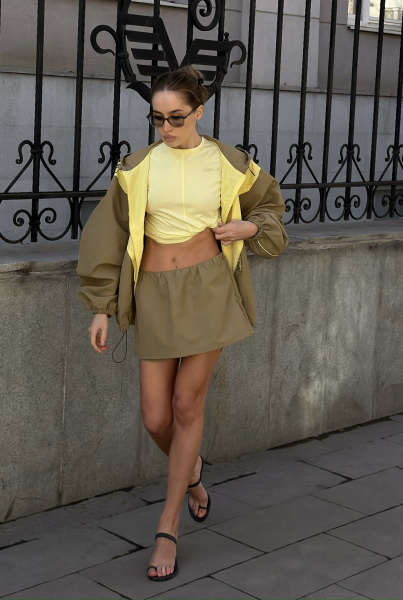 Юбка с шортами плащевая