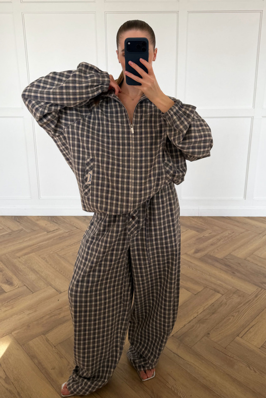 Олимпийка в клетку (сине-коричневая)