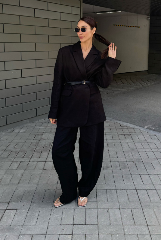 Брюки "бананы" изо льна BLACK Брюки "бананы" изо льна BLACK